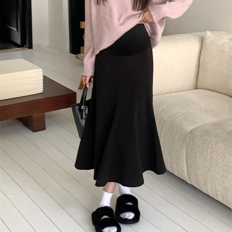 Vintage Fishtail Maternity Skirts Autumn New Fashion Belly Pencil Bottoms Clothes for Pregnant Women Casual Pregnancy