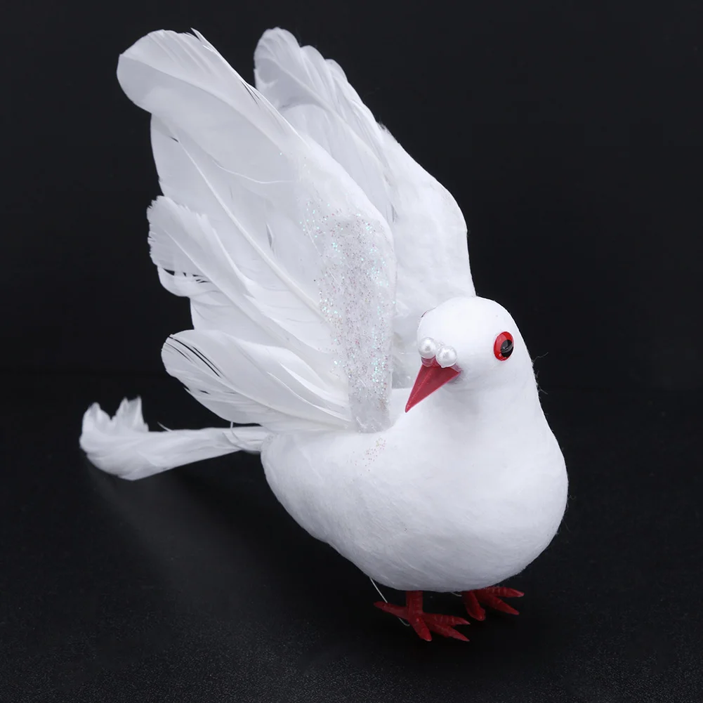 Spreading Wings Simulation Doves Portable Model Feather Bird White Doves Foam Plastic Foot Multifunctional for Home Party Props