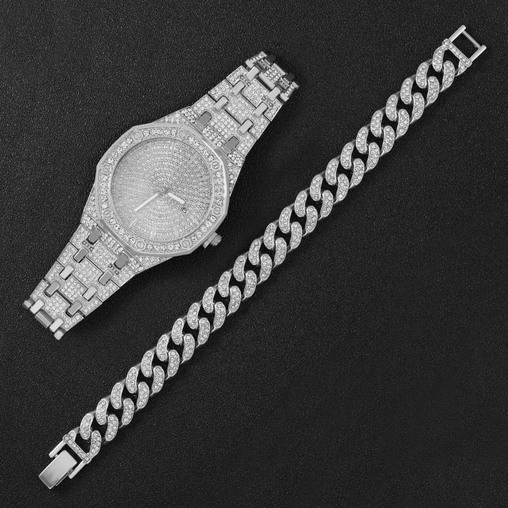 iced Out Gold Silver Color Watch Women 
