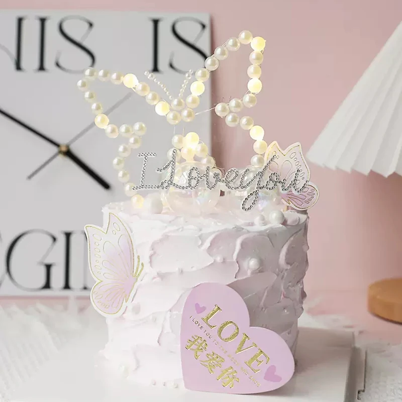 Schmetterling Kuchen Dekor Perle Schmetterling Kuchen Topper Erwachsenen alles Gute zum Geburtstag Party Dekor Kinder Mädchen Schmetterling Cupcake Dekor Baby party