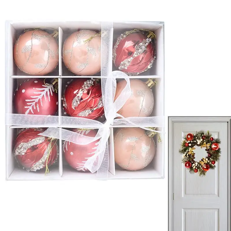 

Шарики для рождественской елки, красные, 6 см, 8 см, противоударные рождественские шарики, рандомные шарики со шнурком для украшения елки, двора, сада