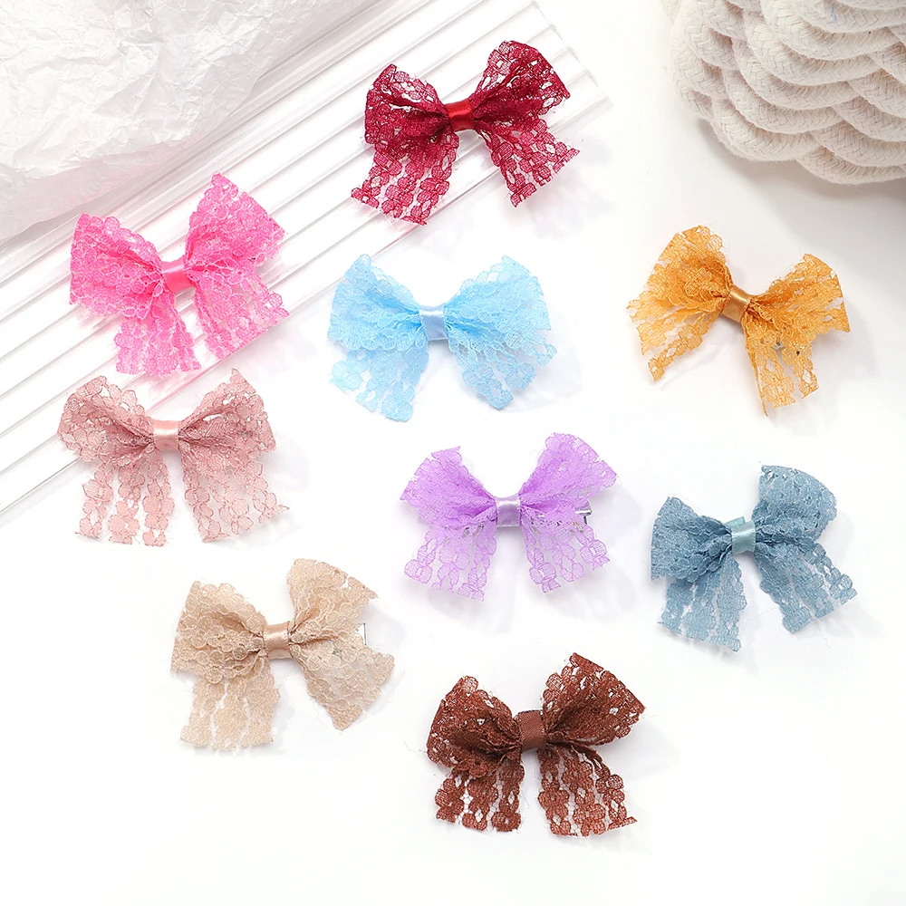 6Pcs Girls Sweet Lace Cloth Bowknot Hairpin Baby Cute Lolita Hair Clips Barrettes Princess Kids Hair Accessories Gift Wholesale baby girl headbands kids headwear lolita spanish head accessories flower wedding princess lace hair band bow barrettes