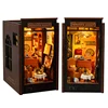 DIY Book Nook Wooden Miniature Model Kit Detective Agency Casa Bookend With Light 3D Puzzle Bookshelf Home Decor Friends Gifts 1