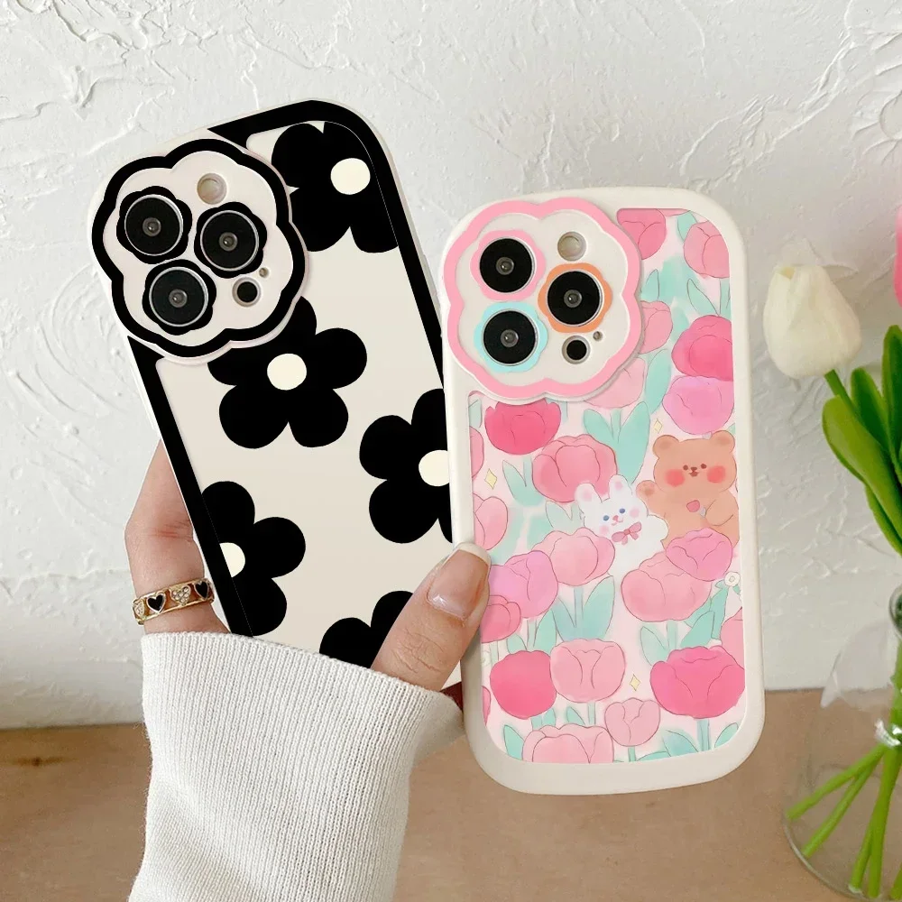 

Flower Lens Protector Cases For iPhone 11 12 13 14 Pro Max Phone Case iPhone11 iPhone14 Plus 11Pro Promax Fundas Soft Back Cover