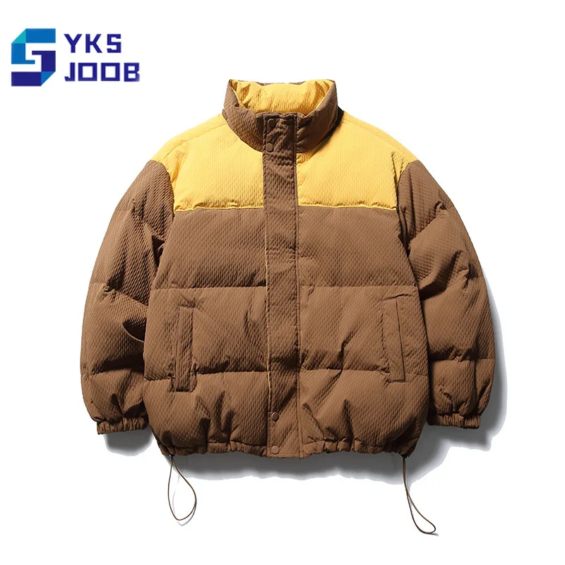 

Retro Corduroy Down Jacket Men's Loose Contrast Stitching White Duck Down Coat Casual Fashion Padding Jacket Winter Chamarras