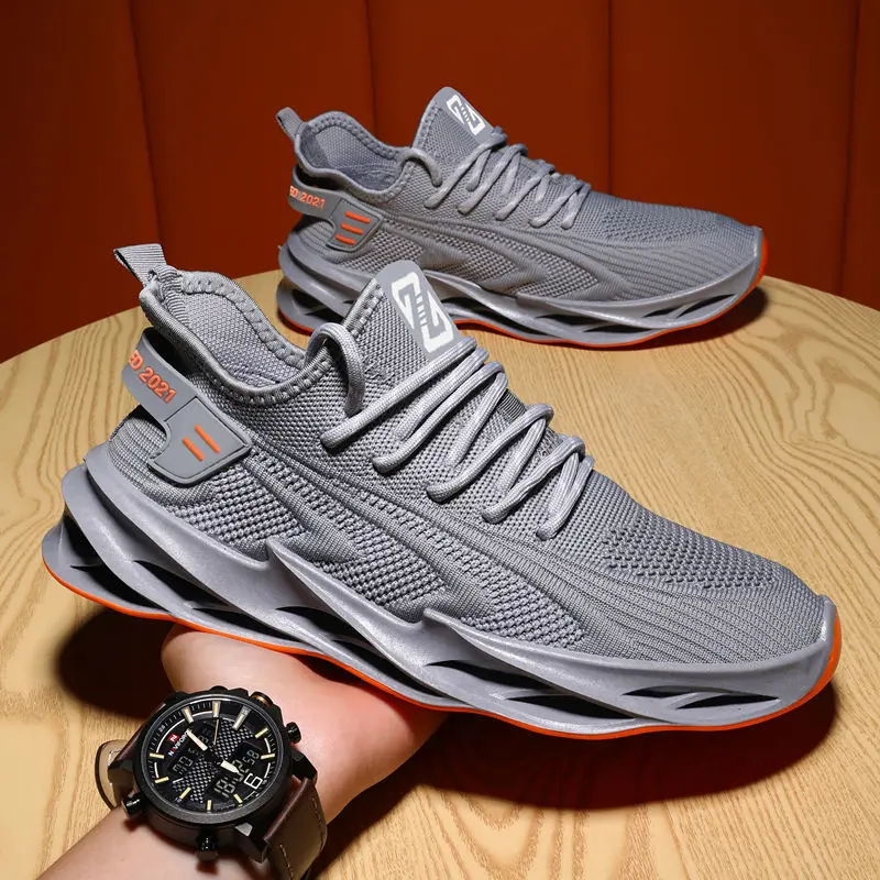 

Men Sneakers Fashion Comfort Breathable Flying Woven Men Shoes Flat Bottom Sneakers Light Wear-Resistant Outdoor Running Shoes