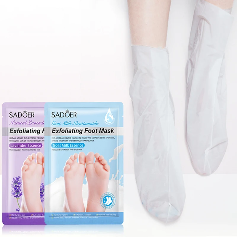 

1 Pair = 1 Bag Exfoliating Foot Mask Moisturizing Smooth Feet Patch Dead Skin Removal Socks Lavender Essence Goat Milk Extract