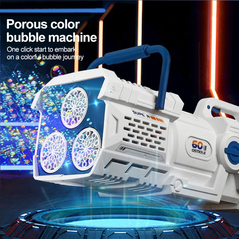 

New Gatling Electric Bubble Gun With Light Soap Bubbles Gatling Bubble Machine Magic Bubbles Blower Guns Outdoor Toy For Kids