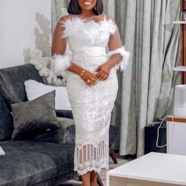 Ebere Net Sleeve Lace Dress