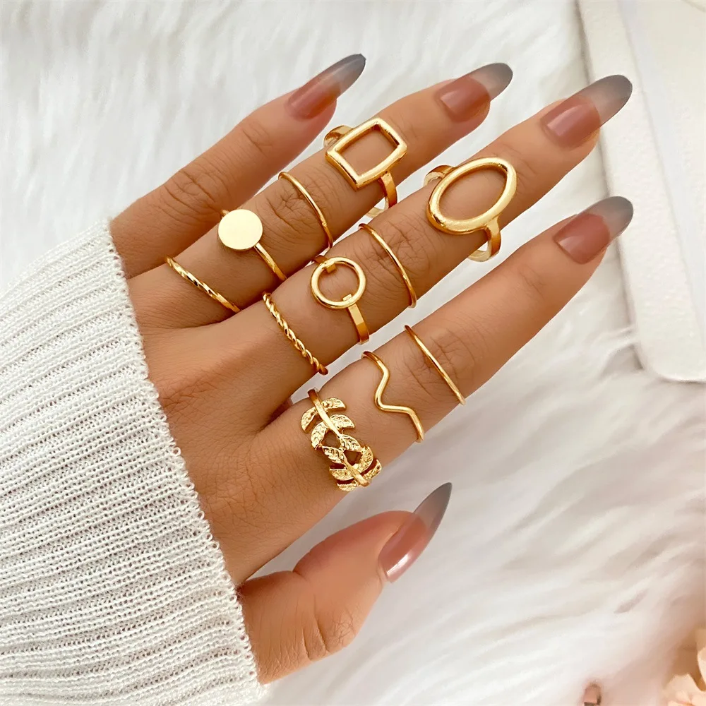 11 Pcs/Set Olive Branch Leaf Rings Set for Women Combination Creative Joint Ring Fashion Party Jewelry Gift 1