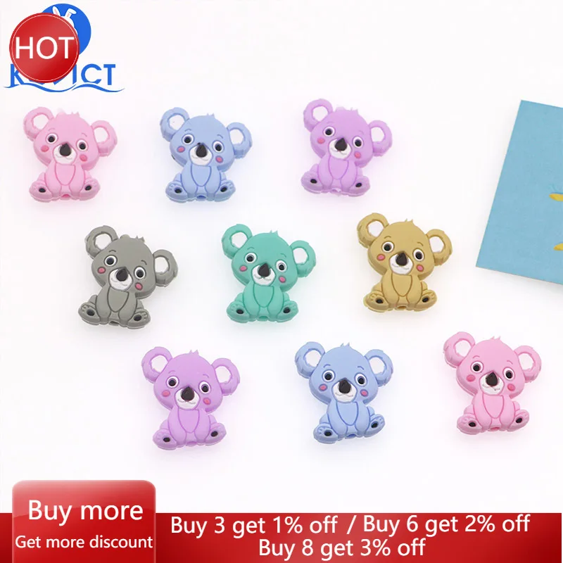 kovict 10pcs Koala Silicone Beads Rodents Baby Teether Food Grade Pearls Pacifier Pendant Products | Мать и ребенок