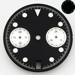 High - Quality Daytona 29mm Watch Dial with C3 Luminous Finish for Quartz Movement Assembly (Black white)