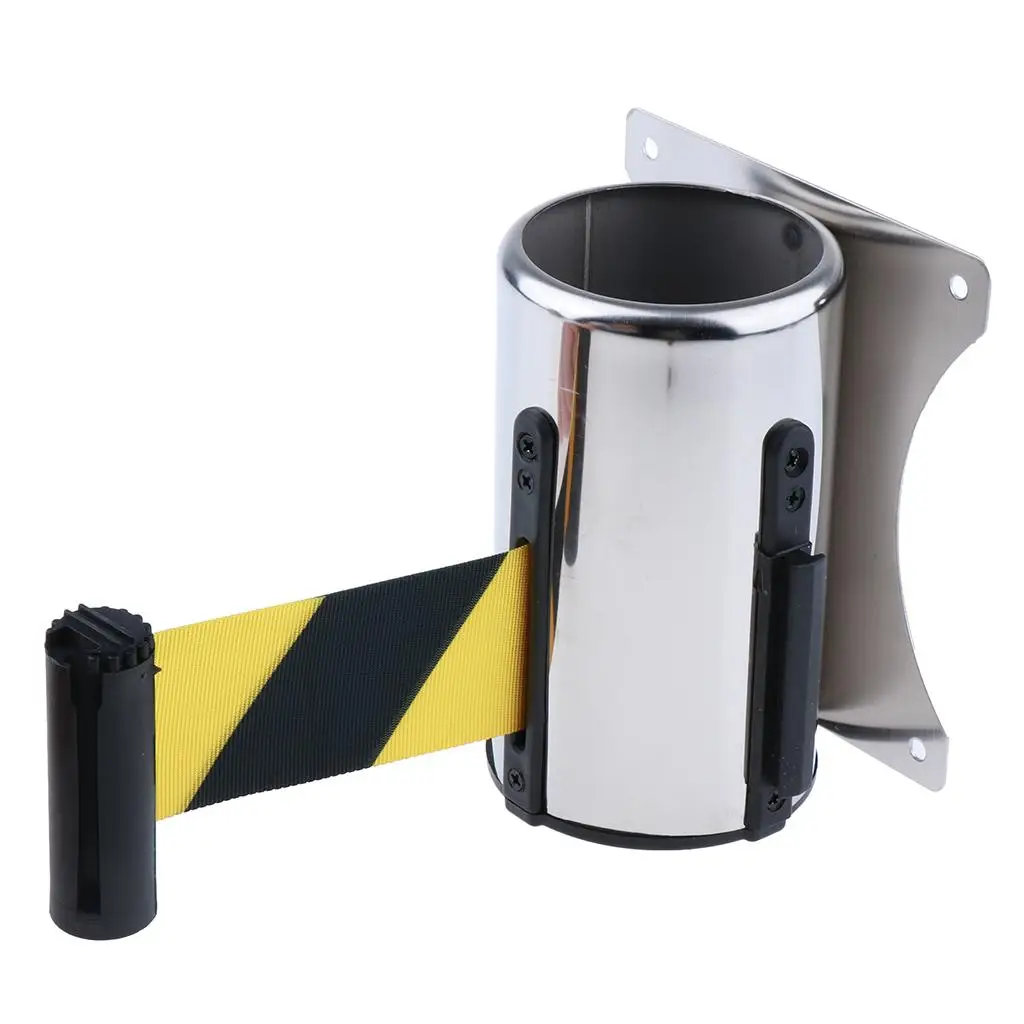 Stanchion Queue Barrier Wall Mount Crowd Control Retractable Ribbon