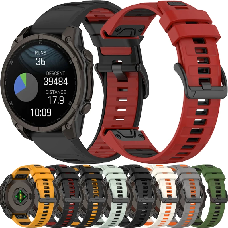 Official Silicone Strap with Metal Buckle - Comfortable Quick Fit Belt for Garmin Fenix