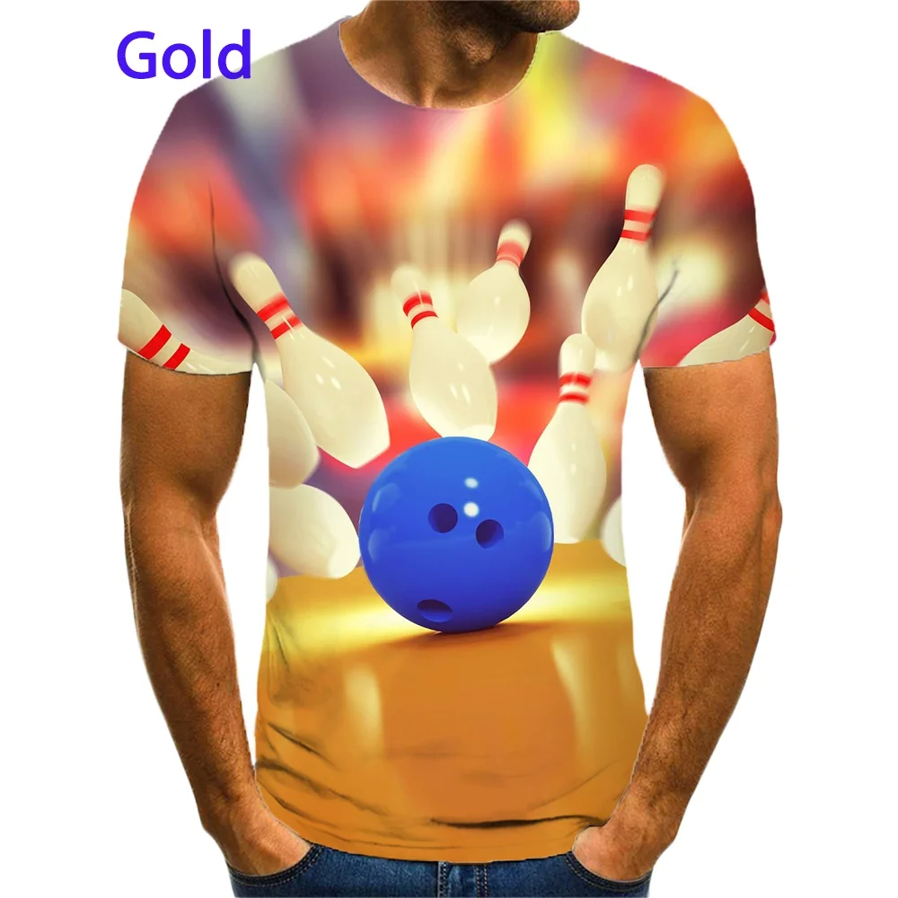 New Fashion men women funny tee shirt 3d Printed 11style The bowling ball shortsleeve for men