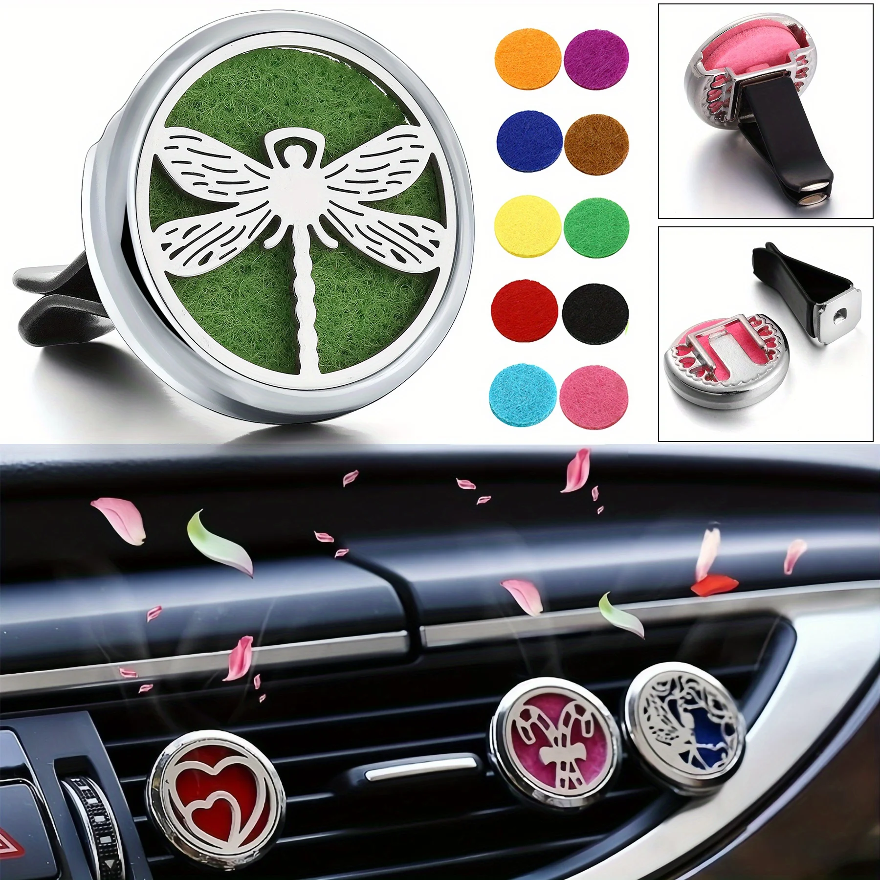 1pc Refillable Car Air Freshener Perfume Diffuser Clip, Auto Air Vent Car Interior Accessories, Car Aromatherapy Diffuser