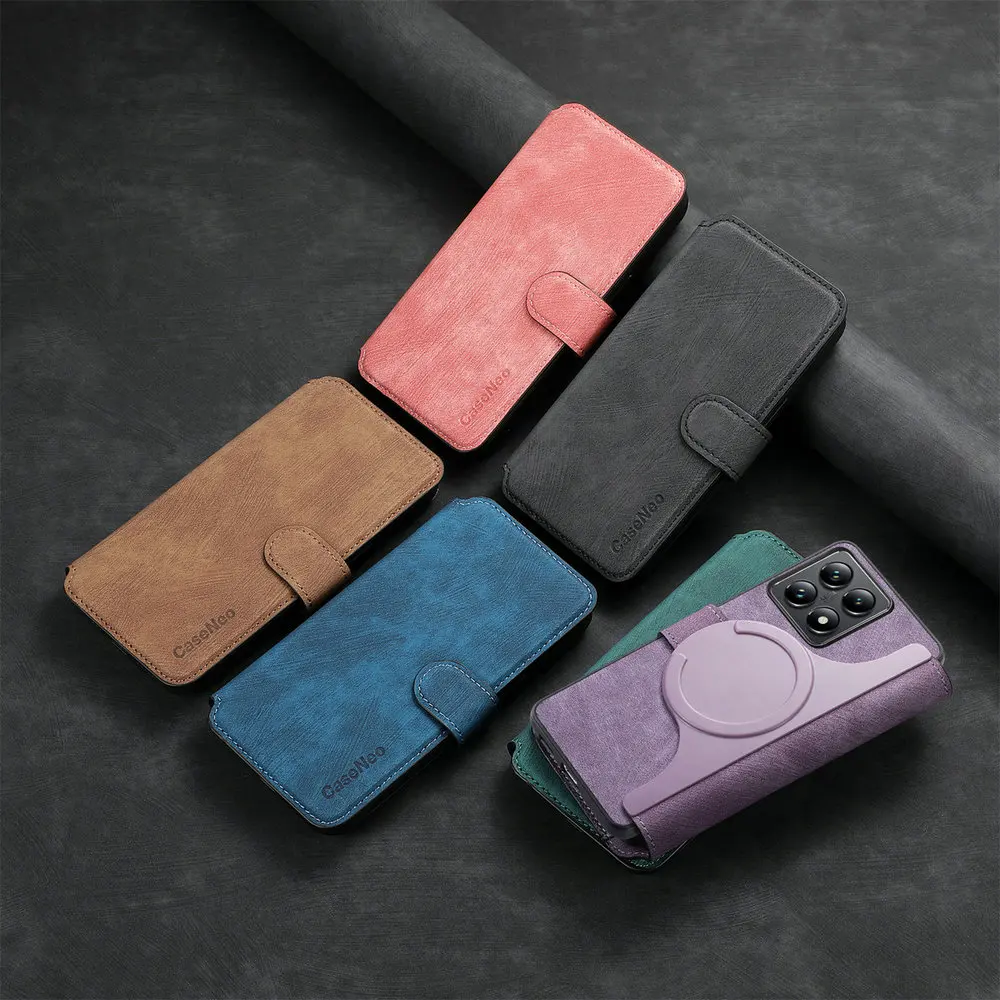 Luxury Anti-Theft Leather Wallet Case with Magnetic Detachable 2-in-1 Flip Cover