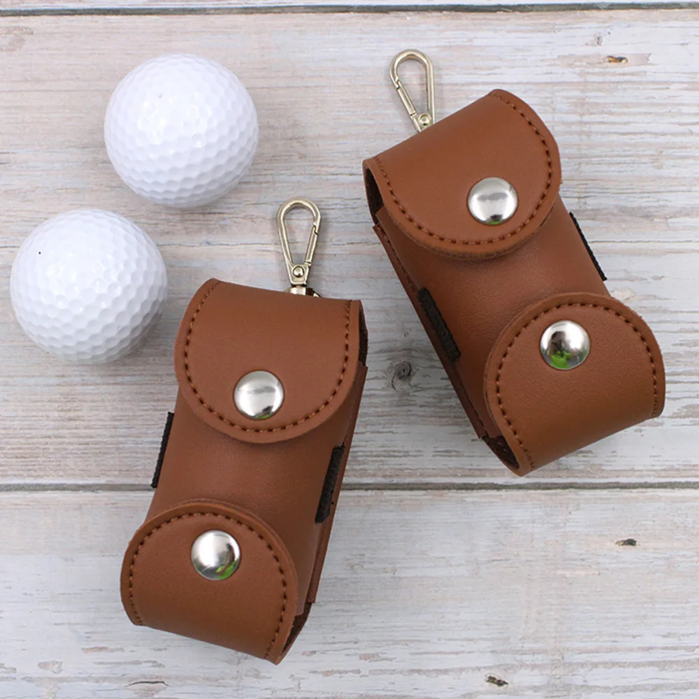 Portable Faux Leather Golf Ball Tees Holder Waist Pouch Storage Bag