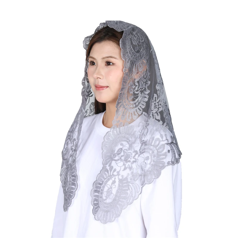 Multi Colors Spanish Lace Mantilla Catholic Church Triangle Lace Veil Women Head Covering
