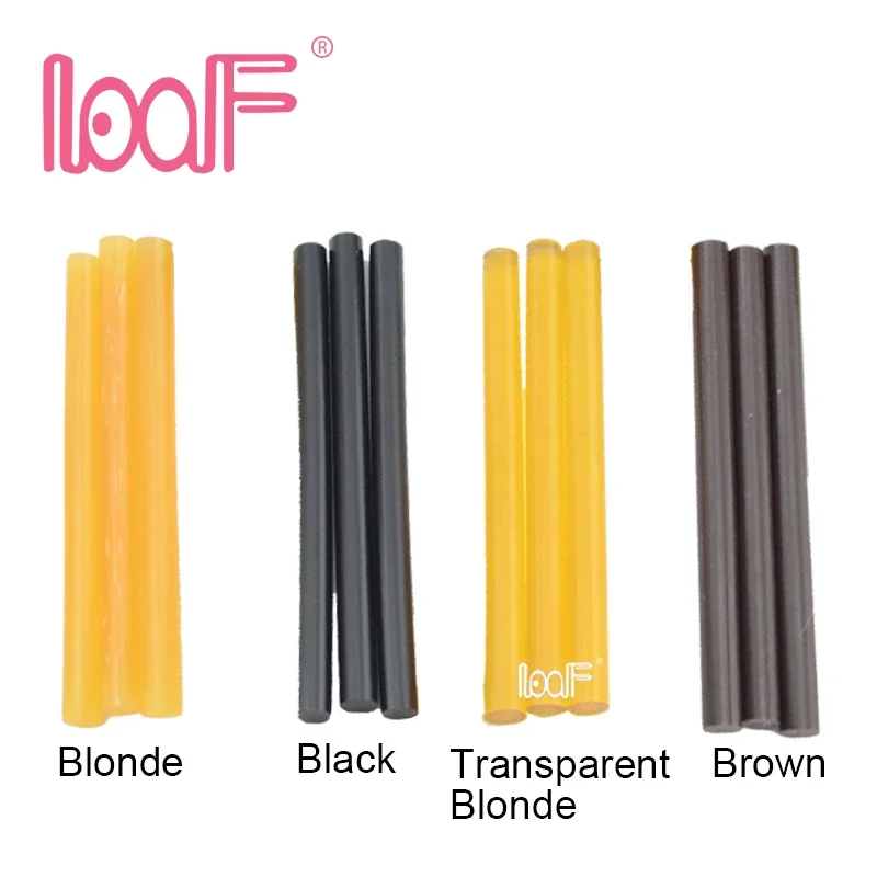 12pcs 0.7cm Hot Melt Keratin Glue Sticks hair extension glue hair extension glue stick keratin glue for Pre-bonded Hair Extension Black Brown Blonde Transparent Blonde Makeup Tools