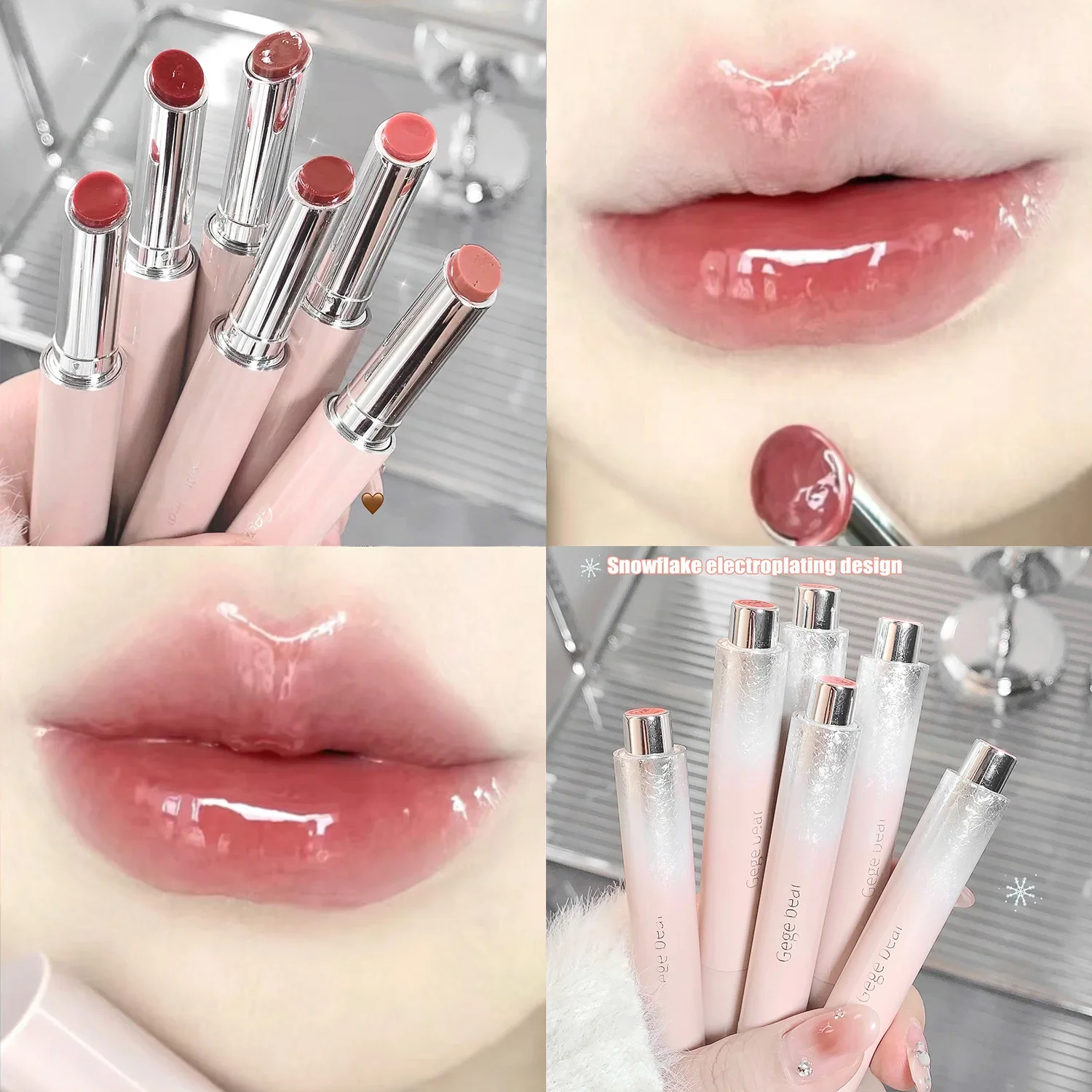 Lip Makeup Lip Glaze Lip Tint Lip Gloss Jelly Solid Lip Gloss Hydrating Mirror Red Brown Lipstick Clear Moisturizing Lips Tint Nature Nude