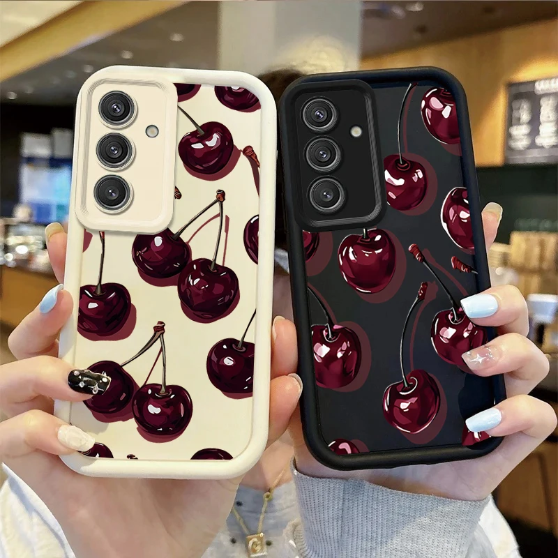 Retro Wine Red Cherry Pattern Phone Case Cover