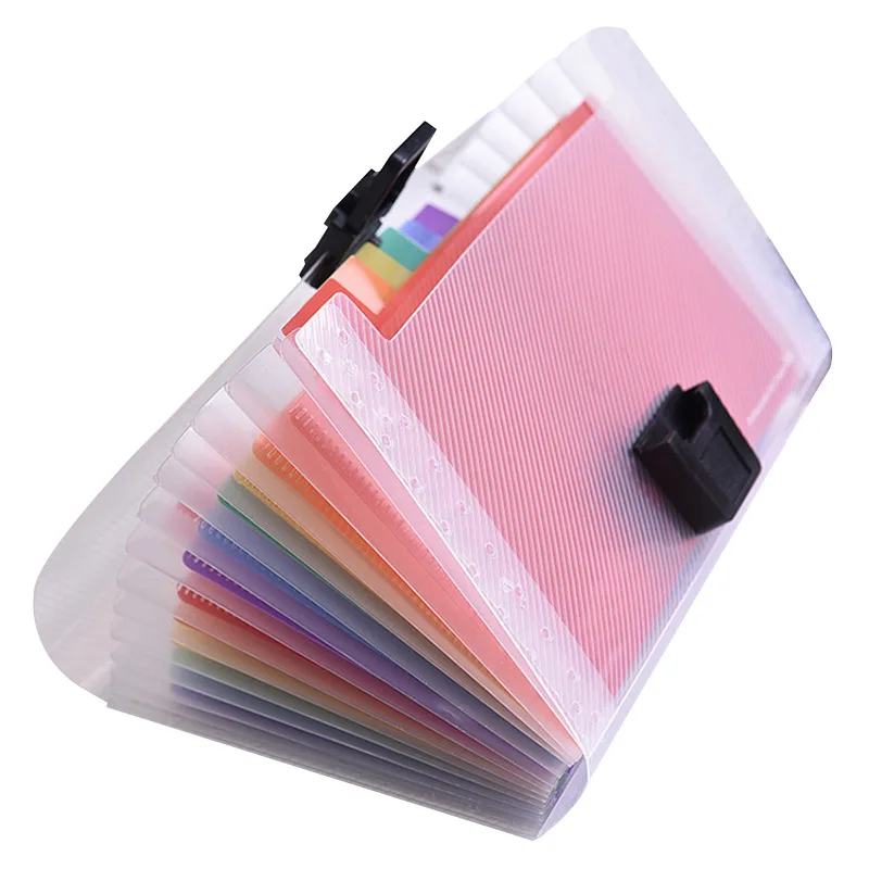 A6 Rainbow File Folder 13 Pockets Extension Wallet Bill Receipt File Sorting Organizer Office Storage Bag Folders Filing Product file folder file bag transparent folder