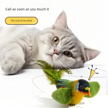 Simulation Bird Interactive Cat Toys Electric Sounding Birds Cat Chew Bite Plush Toys Cat Supplies - Image 4