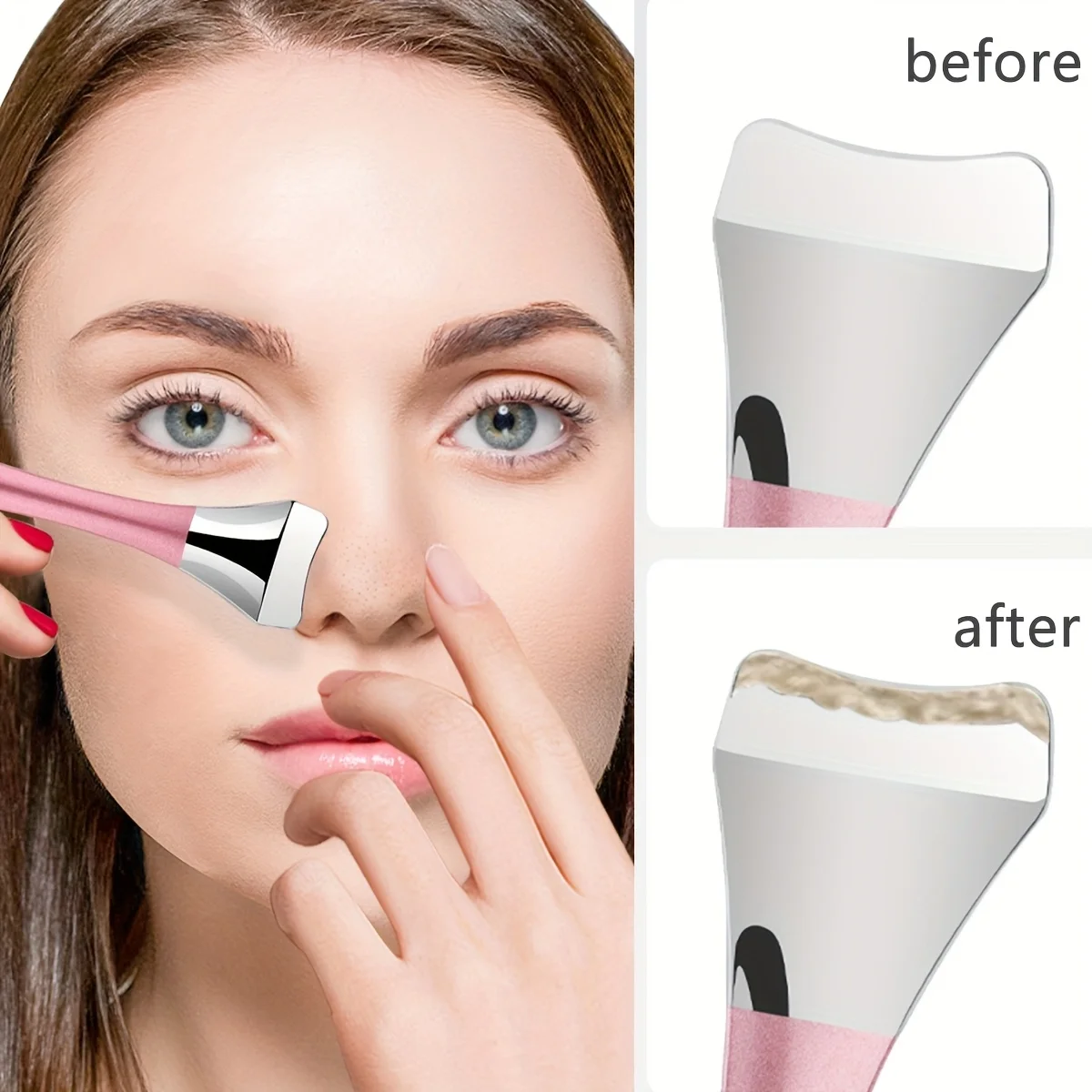 Nose blackhead removal tool, stainless steel tip design, suitable for all skin types, essential for precise facial care
