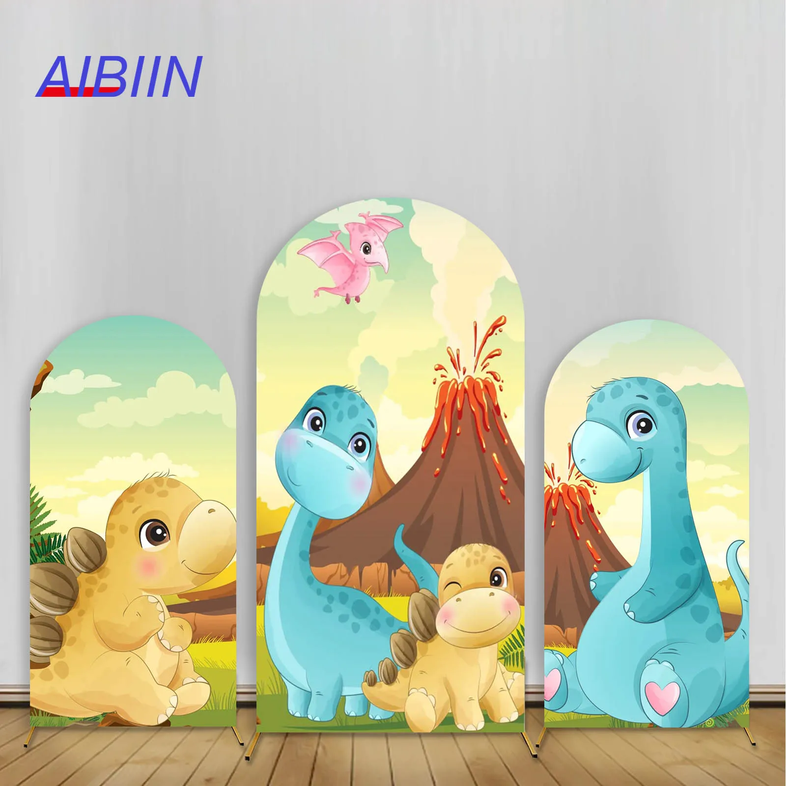 Cartoon Dinosaur Theme Baby Shower Arch Backdrop Kit