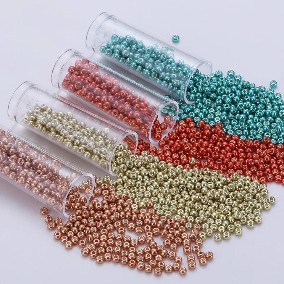 200 Pezzi Perle Sfuse Rotonde Miste Colorate Di 4mm Di Colore Blu Per - Foto 8