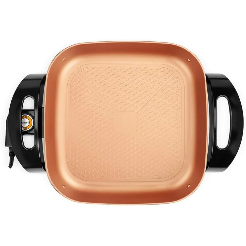 12-Inch Electric Skillet and Frying Pan with Glass Lid,Non-Stick Coating,Temperature Control with Removable Heating Probe 6