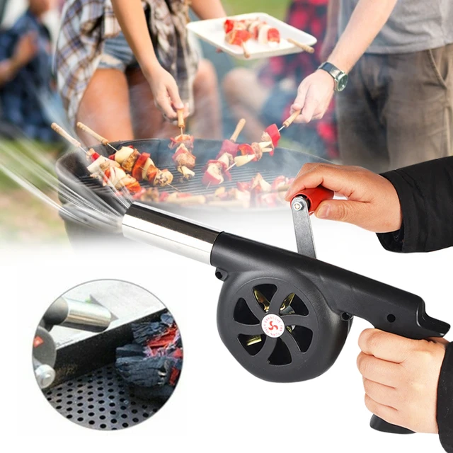 Kültéri Barbecue Ventilátor Kézi Forgatókar Fúvó Hordozható Bbq Grill Fire Bellows Szerszámok Piknik Kemping Kiegészítők Konyhai Eszközök - Image 2