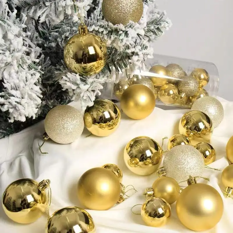 24Pcs/box Christmas Decoration Balls 4/6cm Christmas Tree Decoration Hanging Ornaments Family Gathering Christmas Decorations