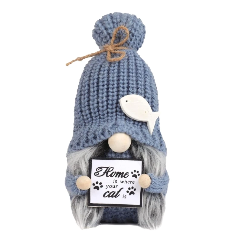 

Handmade Stuffed Cat Gnomes Decoration for Home Office Cat Theme Collectible Figurines Gnomes Plush Gift for Cat Lovers