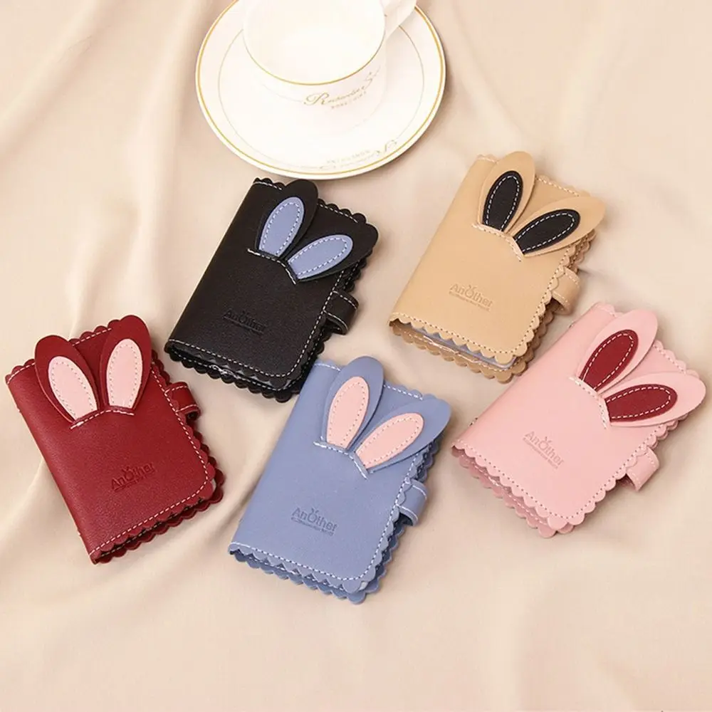 

NFC Theft PU Leather Multi Card Pockets Money Clip Rabbit Ear Organ Card Holder Women Wallet Credit Card Clip Women Card Bags