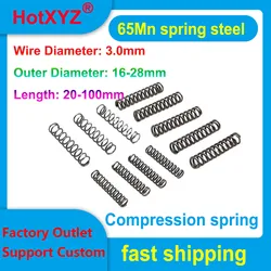 High Elasticity 3.0mm Wire Diameter Spring Steel Compression Springs (2 - Pack) - 60mm