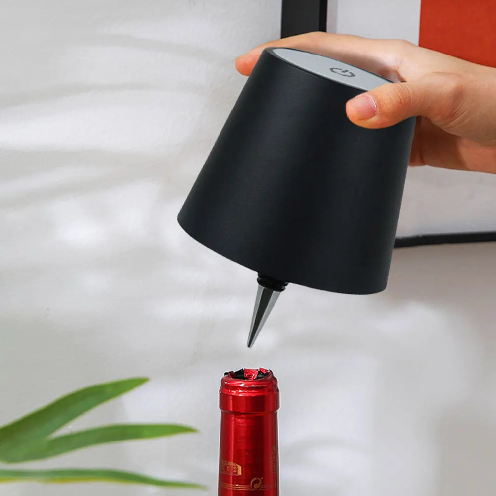 Wine Bottle Lamp LED Table Lamp Atmosphere Night Light 3 Color Stepless Dimming Rechargeable Touch Control Wine Bottle Lamp 3