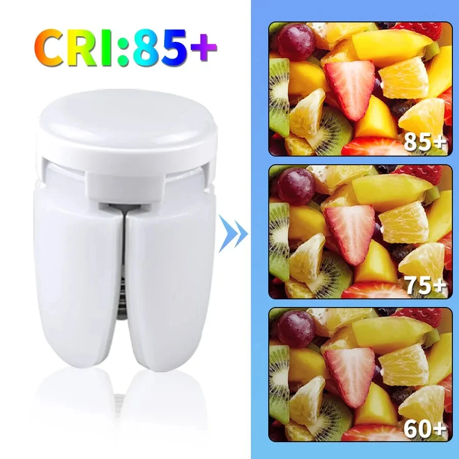 E27 Foldable LED Bulb 28W AC 220V Adjustable Fan-Shaped Ceiling Light for Garage, Home, Living Room, Warehouse, Collapsible Lamp