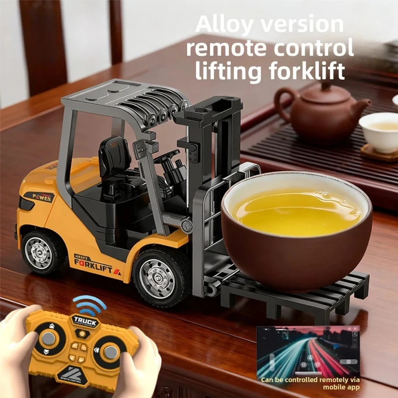 1/64 2.4G RC Mini Alloy Forklift With Trailer Desktop Game Full-scale ...