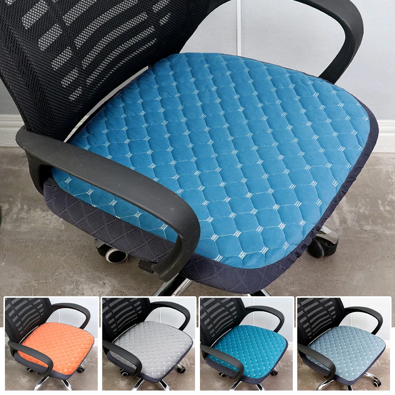 

1pc Velvet Office Chair Seat Cover Quilted Plush Elastic Computer Swivel Seat Dust Covers Home Decor Chair Slipcovers Removable