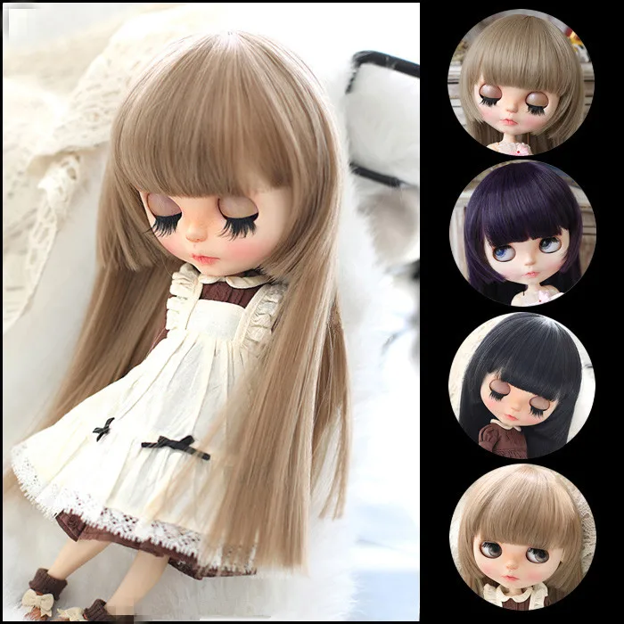 

Кукольный парик Blythes подходит для стильной универсальной принцессы размера 1/6 с бахромой и прямыми высокотемпературными волосами