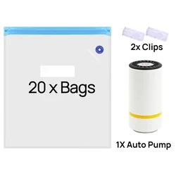 3D Printer Filament Vacuum Sealed Storage Bag - Humidity Resistant Dryer Safekeep (20 Bags and 1 Pump)