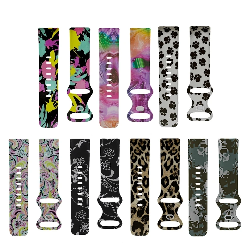 

Silicone Band with Pattern for fitbit charge 5 Bands Band Sport Watch Wristband Replacement Silicone Strap for Women Men