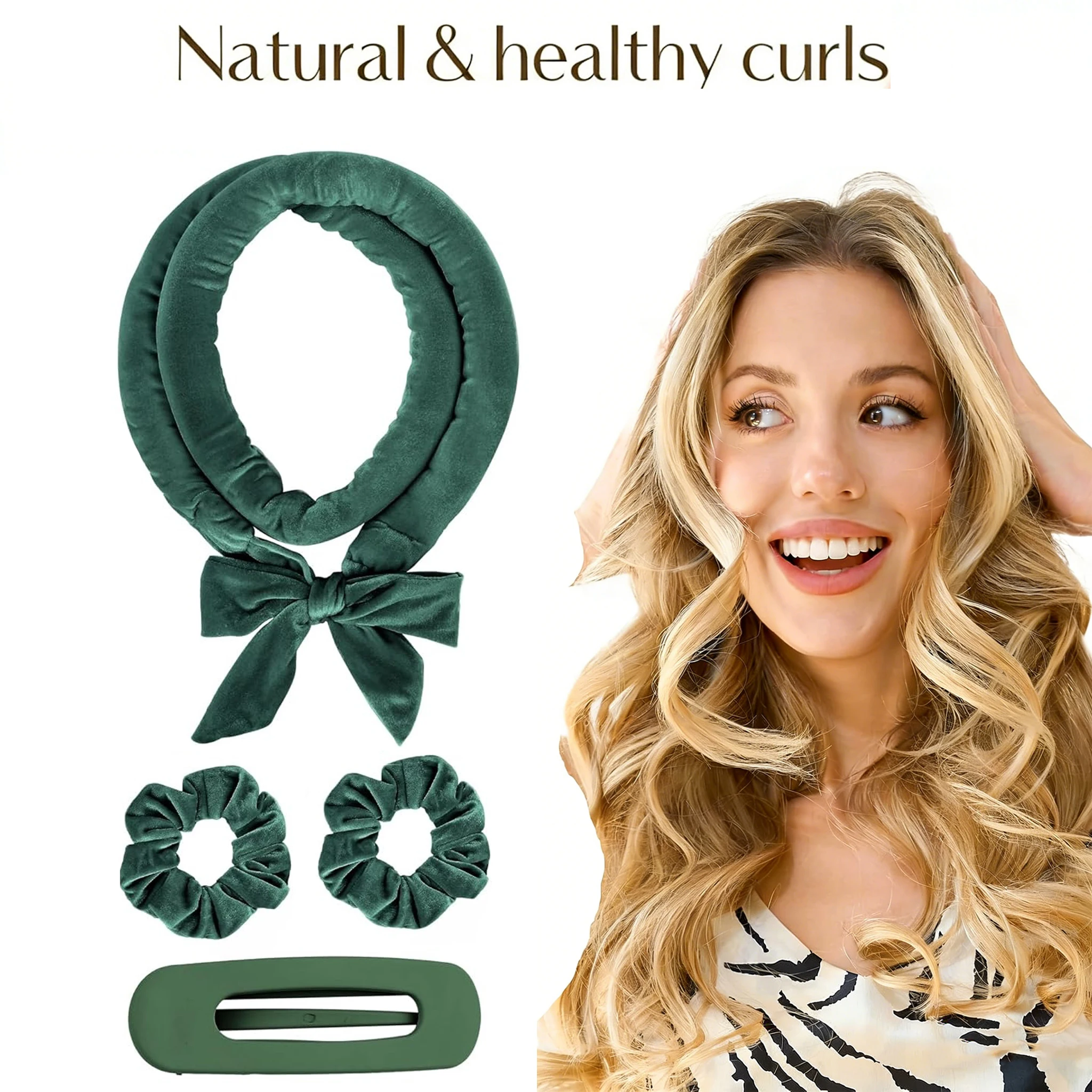 Revitalize Hair Curling Kit: Overnight Heatless Waves with Scrunchies and Clip