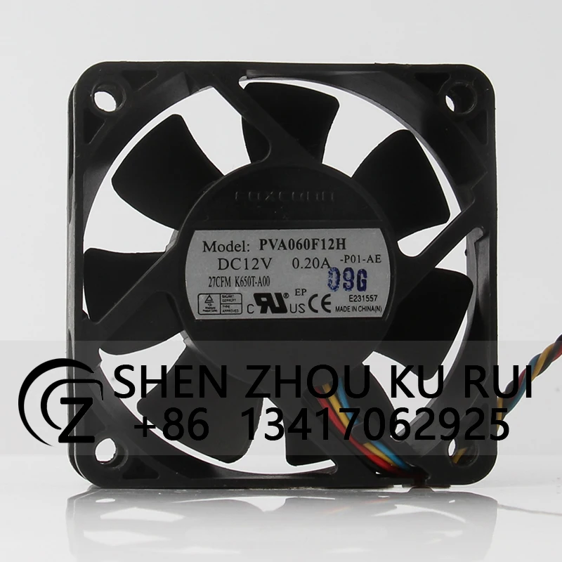 

PVA060F12H Case Cooling Fan for FOXCONN 12V 0.20A 6020 60x60x20mm 4-wire Silent PWM Speed Control