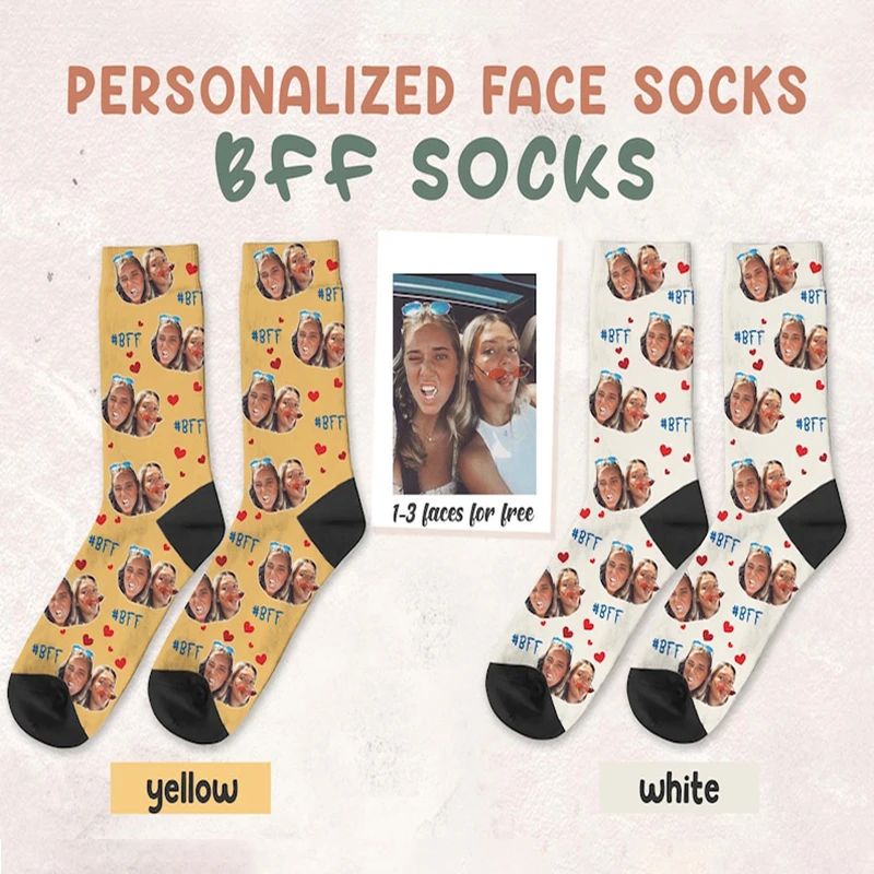 Personal Customized Avatar Printed Socks for Men Women Fashion Funny Cotton Long Socks for Children DIY Design Compression Socks