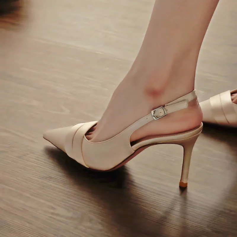 2025 Women's Summer Brand Women's Slingback Sandals High Heels Fashion Pointed Toe Slip On Women's Elegant Formal High Heels 2