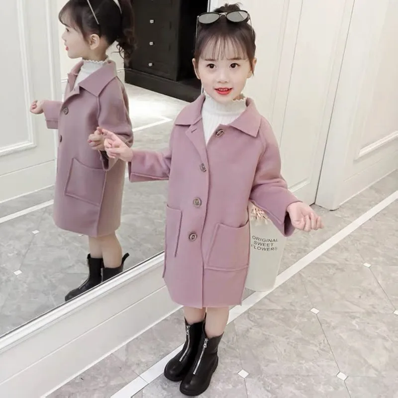 

Korean Children Outerwear Winter Jackets for Girls Fur Woolen Coat 2022 Fashion Warmer Long Overcoat Kids Clothes 4 To 12 Years