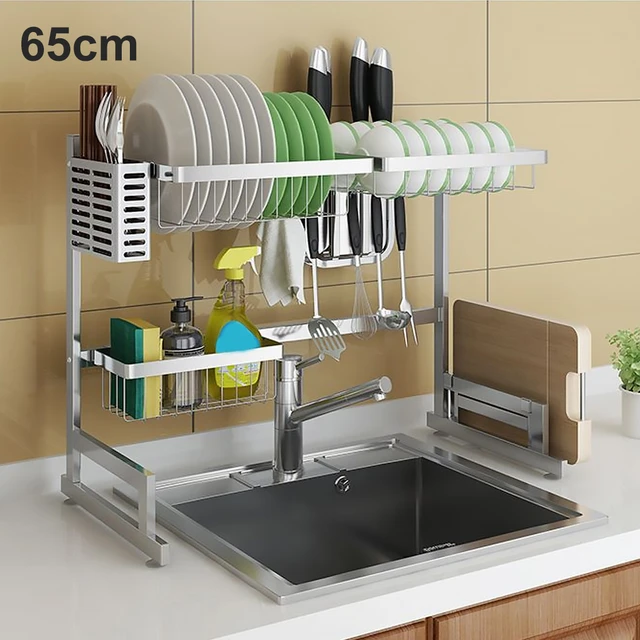 Kitchen Sink Shelving Bowl Rack, Metal Over The Sink Dish Rack with Utensil  Holder Dish Drainers for Kitchen Counter, Organizer - AliExpress